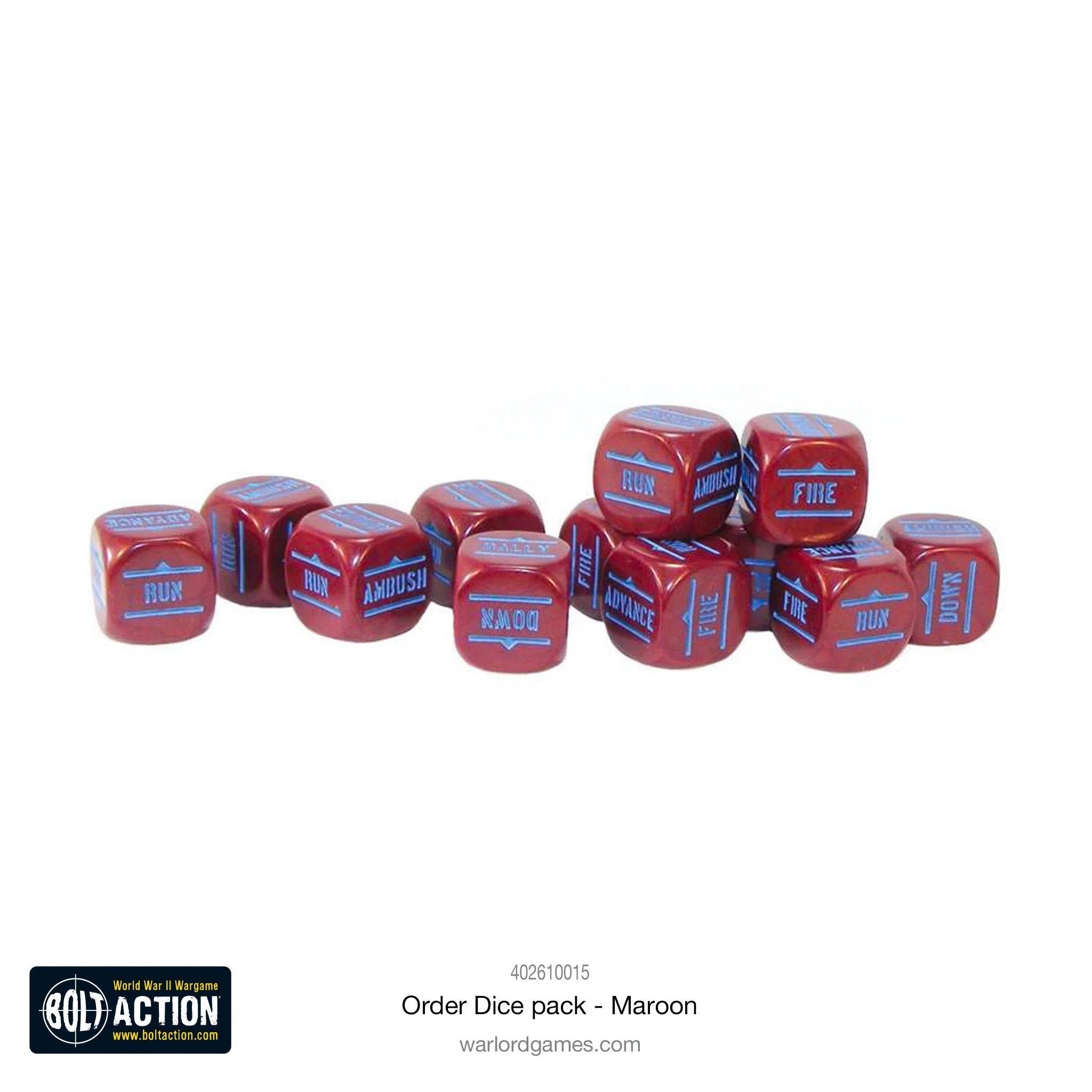 Bolt Action Maroon Order Dice