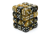Elemental Dice | Black & Gold | White Pips | 36x12mm Dice Block
